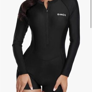 Daci Women Long Sleeve Rash Guard One Piece Boyleg Bathing Suit UPF 50+